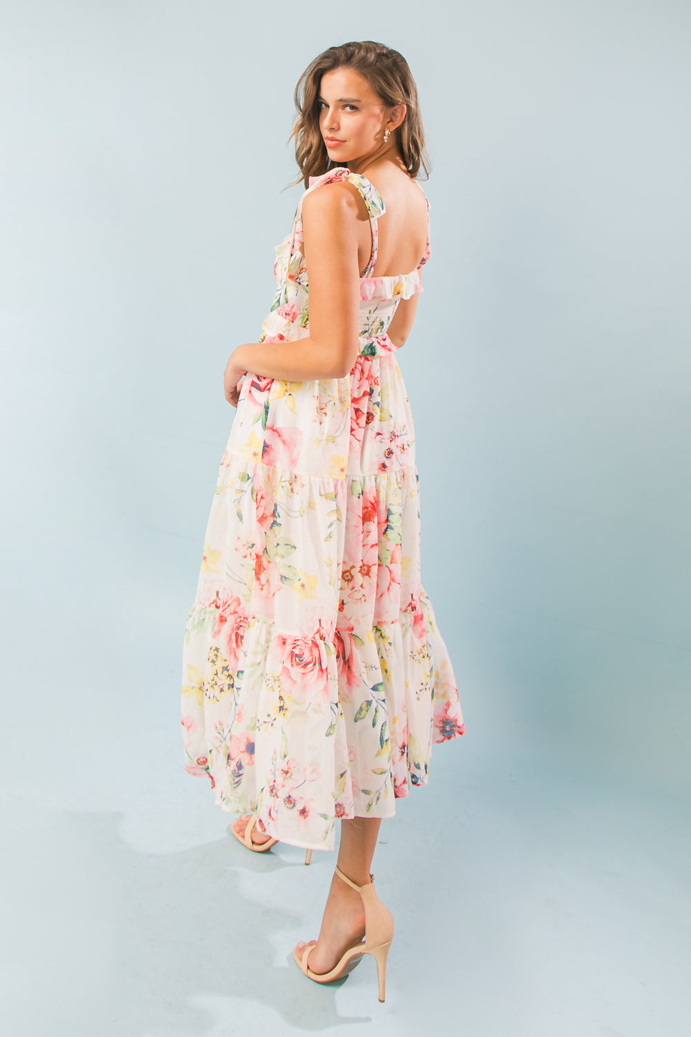 HEART OF FLOWERS WOVEN MIDI DRESS