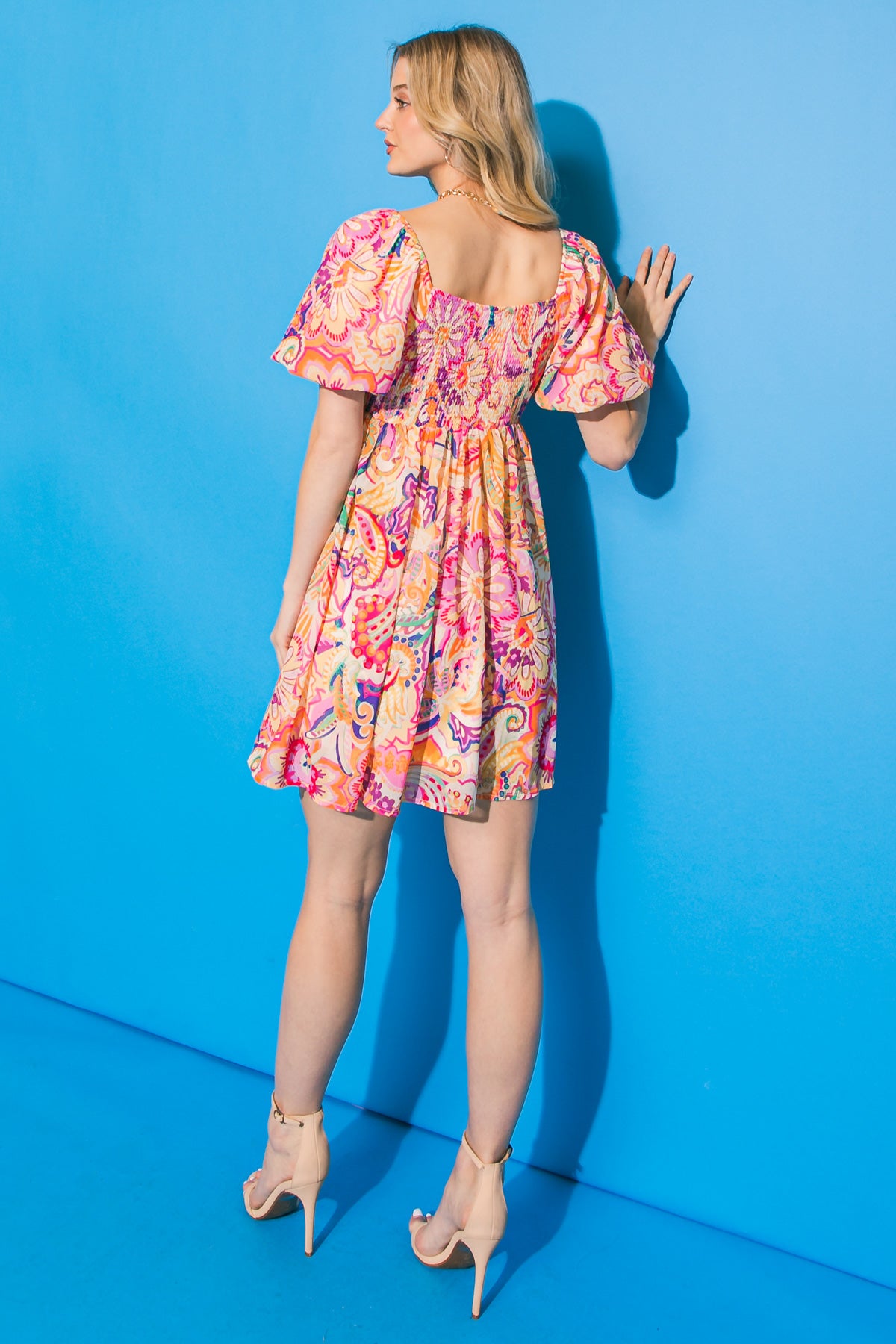 SUNNY APPROACH FLORAL WOVEN MINI DRESS