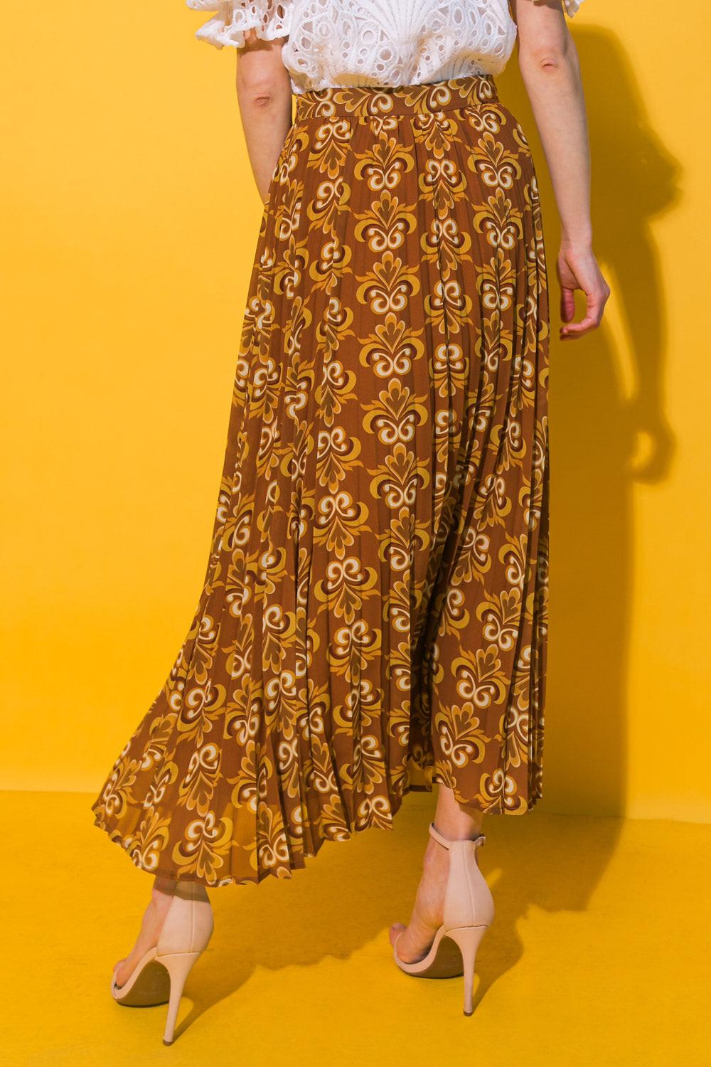 GUEST OF HONOR WOVEN MIDI SKIRT.