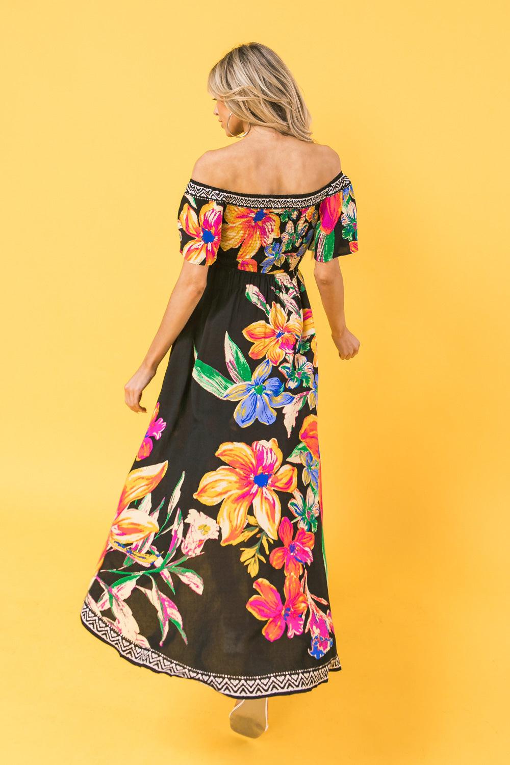 OUT OF OFFICE FLORAL MIDI DRESS.