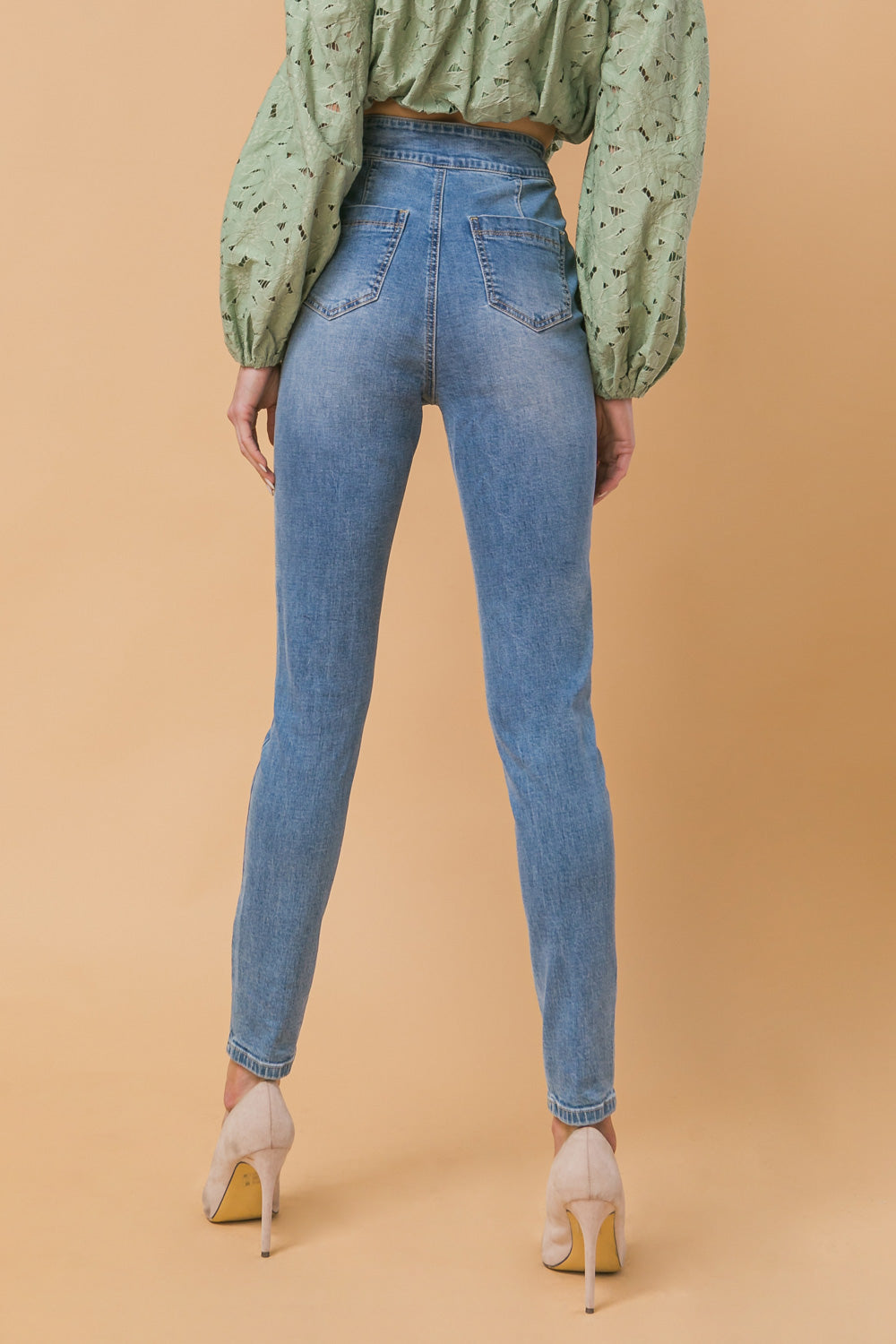 LUCKY STARS LIGHT WASH HIGH WAISTED SKINNY JEANS