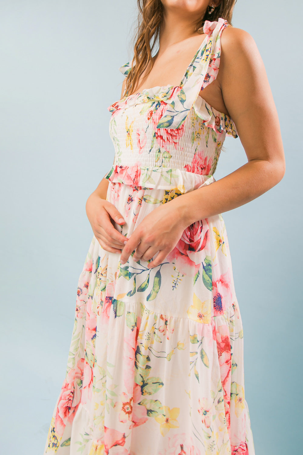 HEART OF FLOWERS WOVEN MIDI DRESS