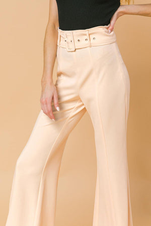 COUNTDOWN THE HOURS WOVEN FLARED PANTS.
