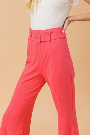 COUNTDOWN THE HOURS WOVEN FLARED PANTS.