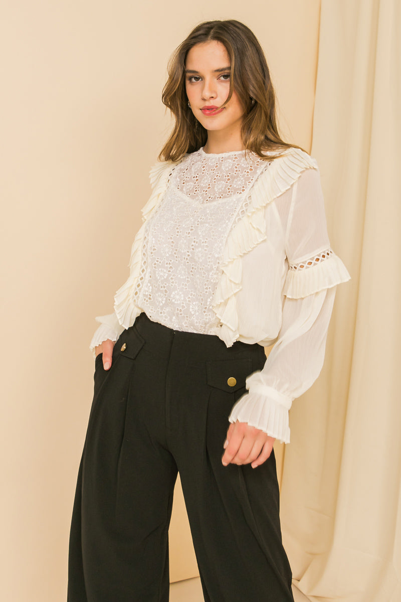 HIGH EXPECTATIONS KNIT EYELET TOP