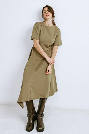 RIGHT ON CUE KNIT MIDI DRESS.