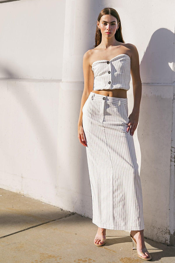 GET TO THE POINT WOVEN MIDI SKIRT.