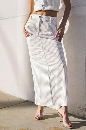 GET TO THE POINT WOVEN MIDI SKIRT.