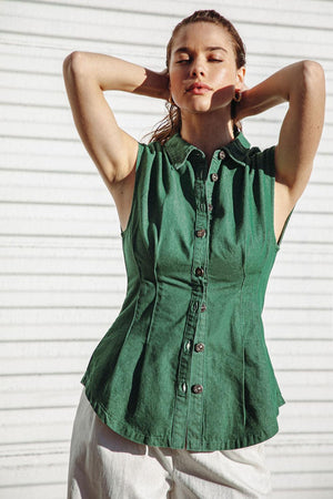CLEAN SLATE DENIM TOP.