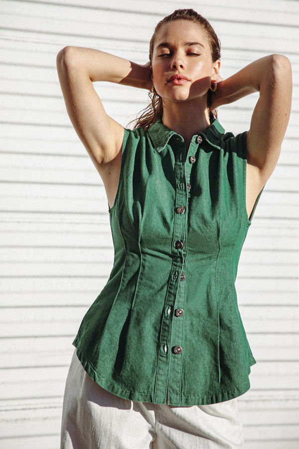 CLEAN SLATE DENIM TOP.
