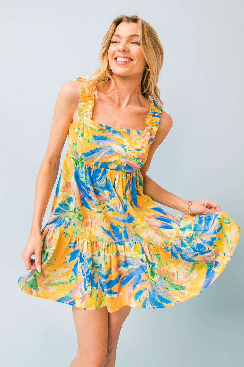 SWEETEST SENSATION WOVEN MINI DRESS.