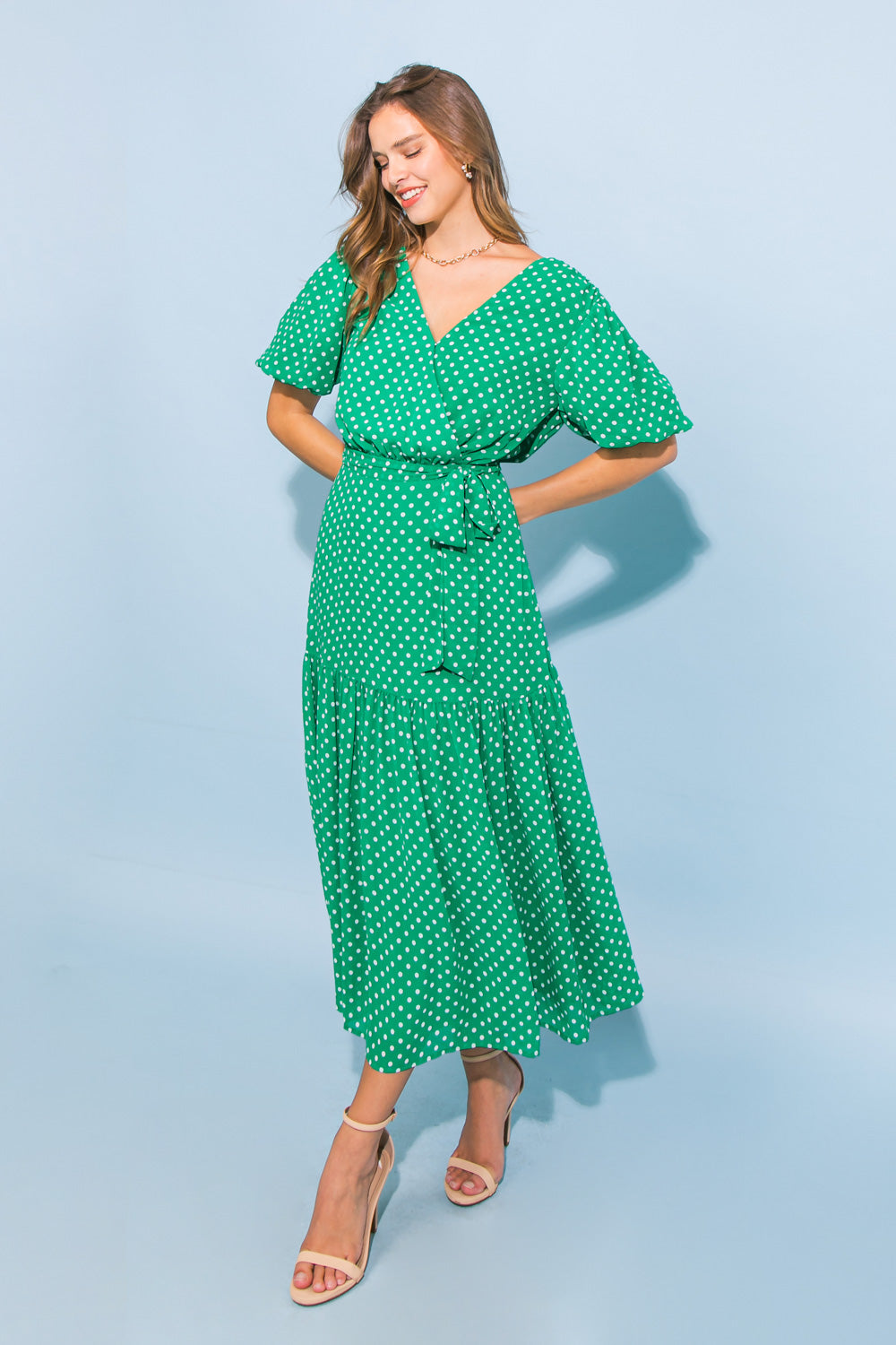 POMPANO WOVEN MIDI DRESS