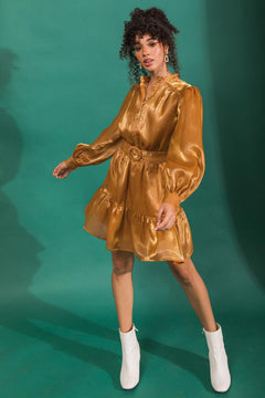 WE DANCED ANYWAY WOVEN MINI DRESS.