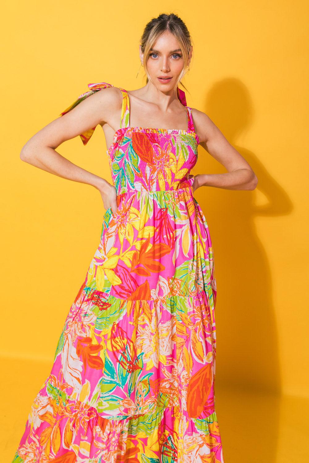 FORGET YOUR TROUBLES POPLIN MAXI DRESS.