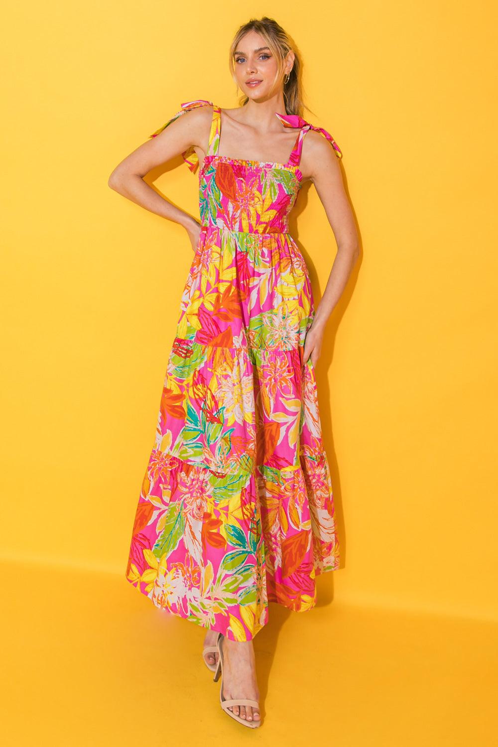 FORGET YOUR TROUBLES POPLIN MAXI DRESS.