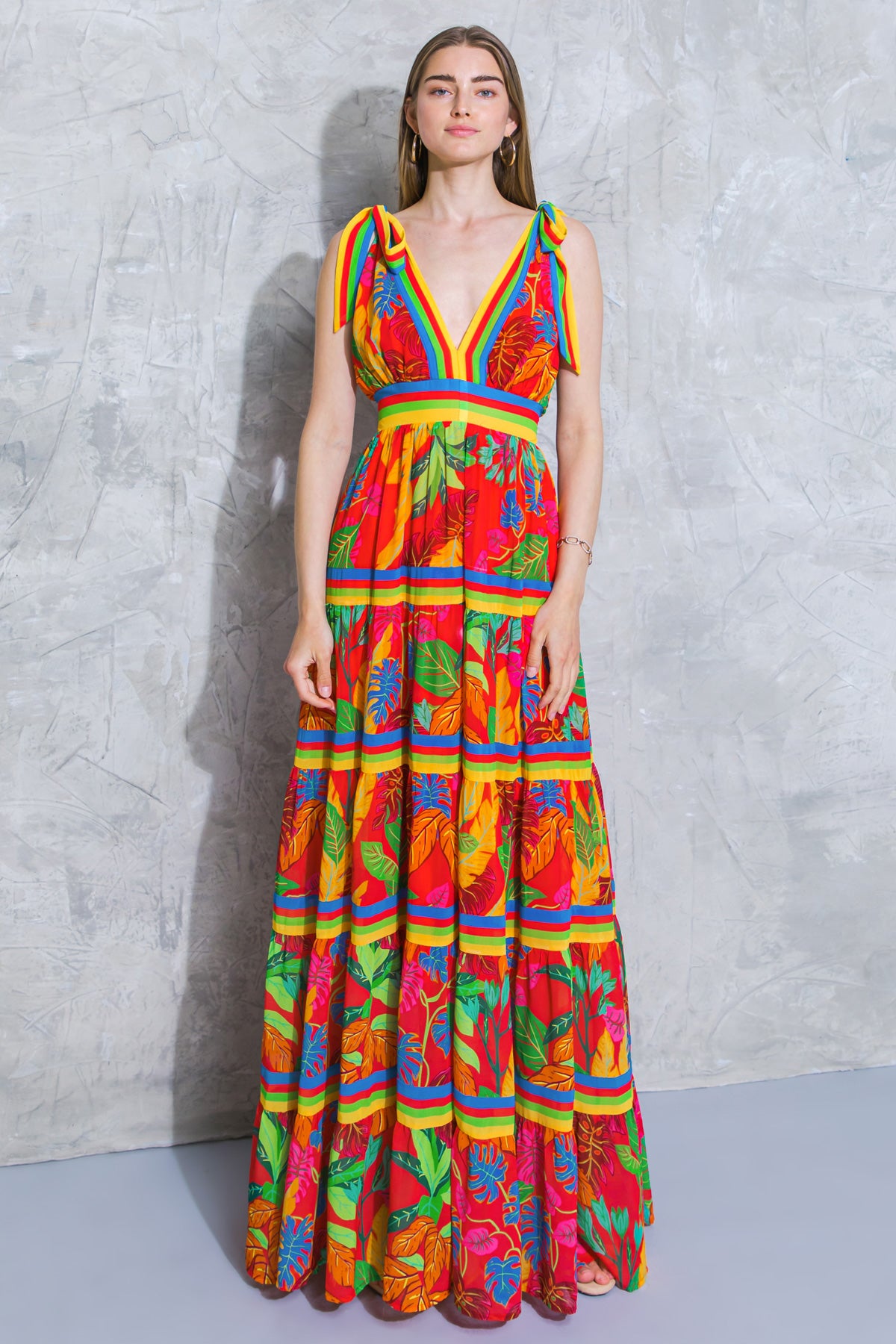 AMONG THE FLOWERS WOVEN MAXI DRESS