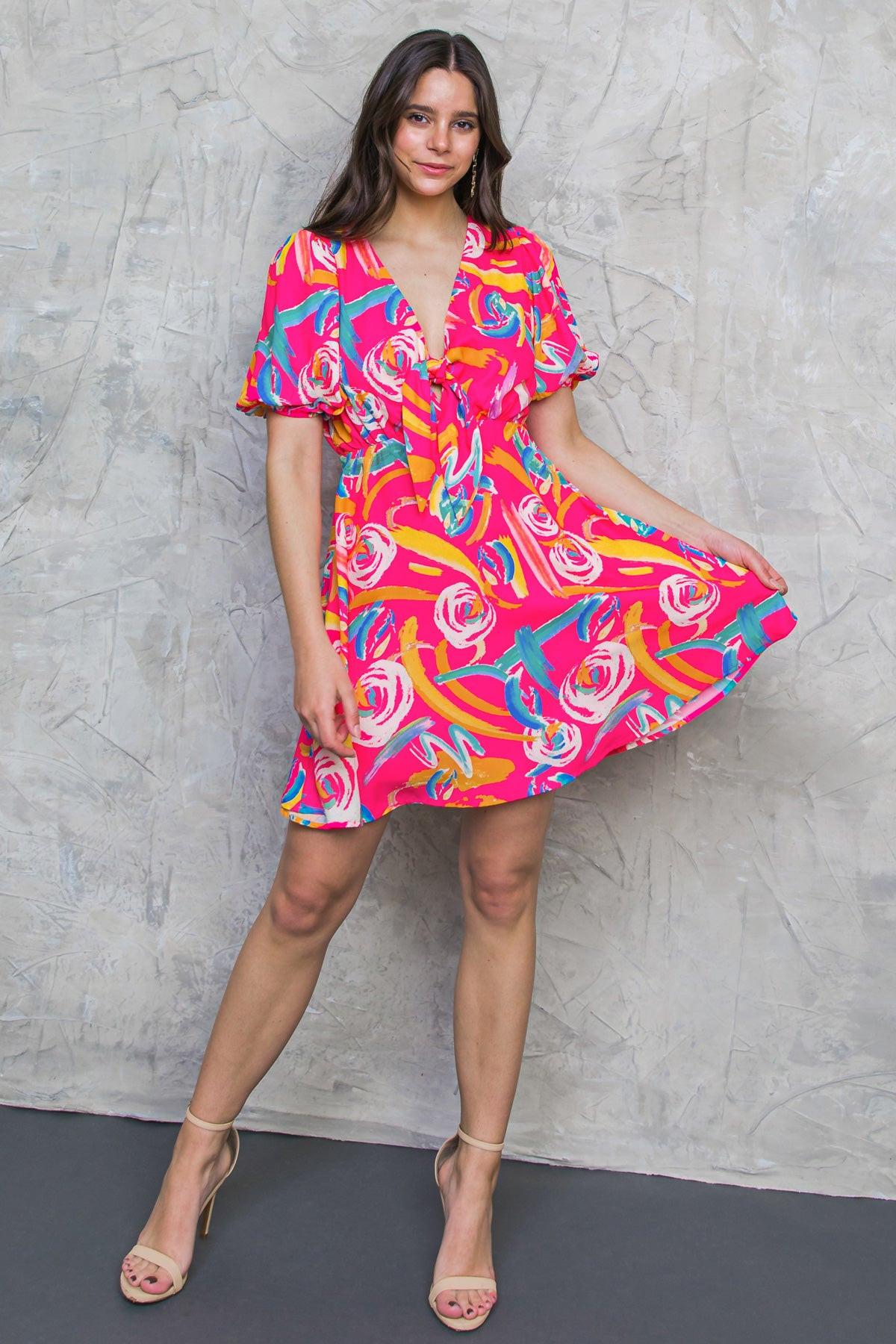 WHERE WE WANNA GO WOVEN MINI DRESS.