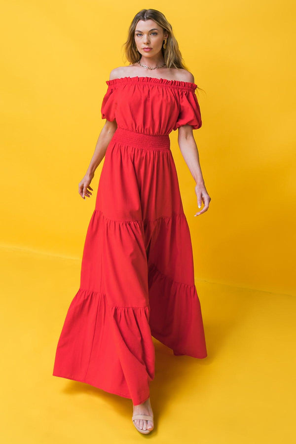 OUT IN THE COUNTRY WOVEN MAXI DRESS.