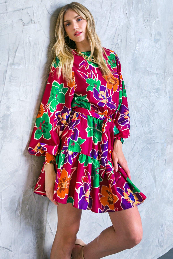 ELEVATED ATTITUDE WOVEN MINI DRESS.
