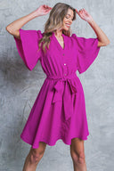 SPEAK NOW WOVEN MINI DRESS.
