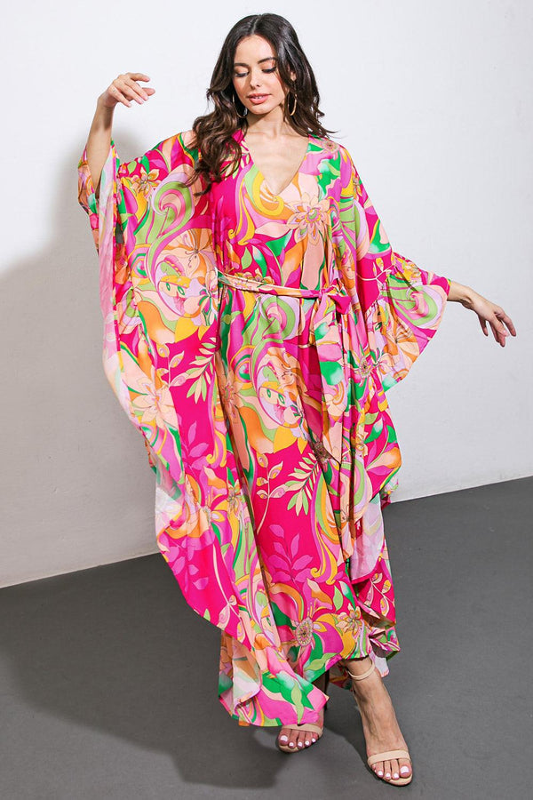 SEASIDE GIRLS WOVEN KAFTAN DRESS.