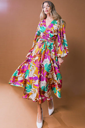 CAREFREE CONFIDENCE WOVEN MIDI DRESS.