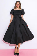 A PEACEFUL PLACE WOVEN MIDI DRESS.