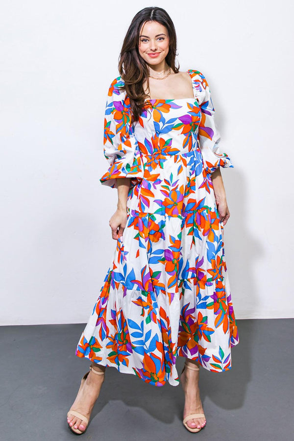 FEELING OPTIMISTIC WOVEN MIDI DRESS.