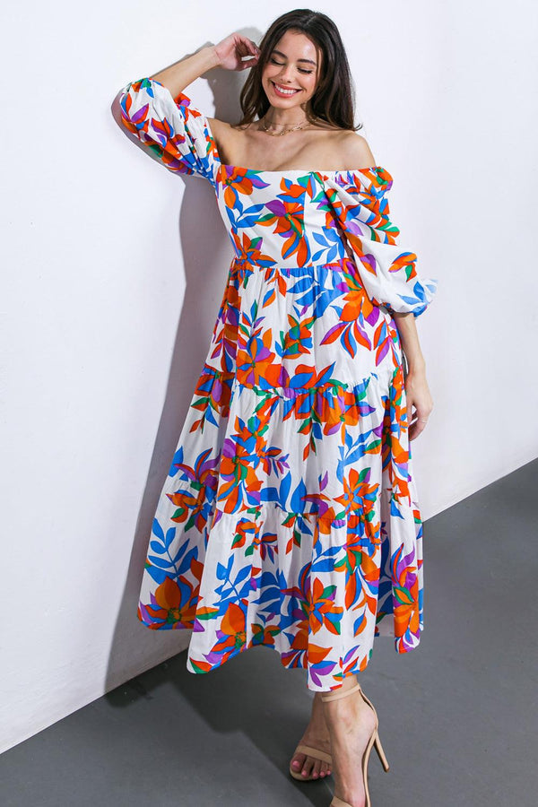 FEELING OPTIMISTIC WOVEN MIDI DRESS.