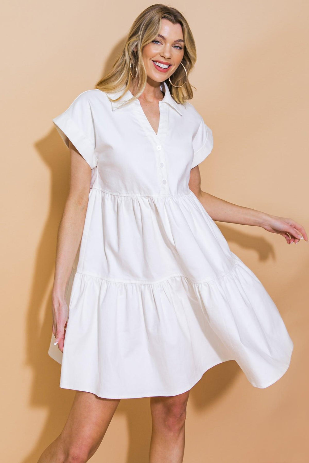 TIMELESS BEAUTY TWILL MINI DRESS.