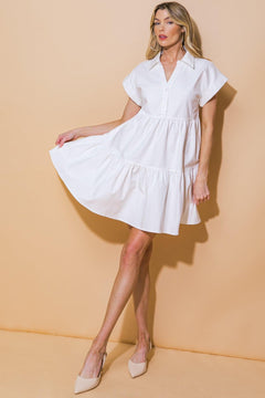 TIMELESS BEAUTY TWILL MINI DRESS.