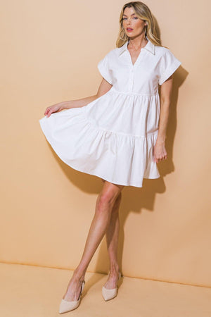 TIMELESS BEAUTY TWILL MINI DRESS.