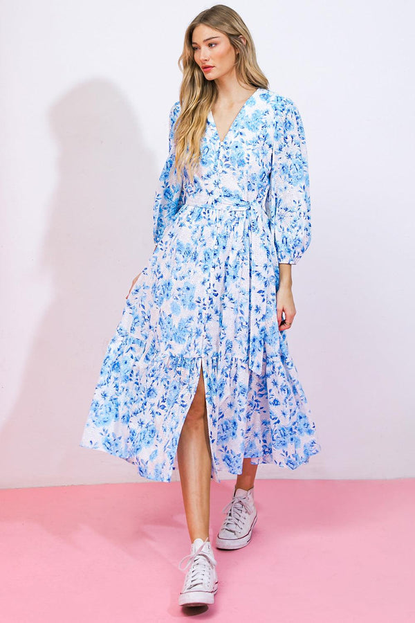 SPECTACULAR MAGIC WOVEN EYELET MIDI DRESS.
