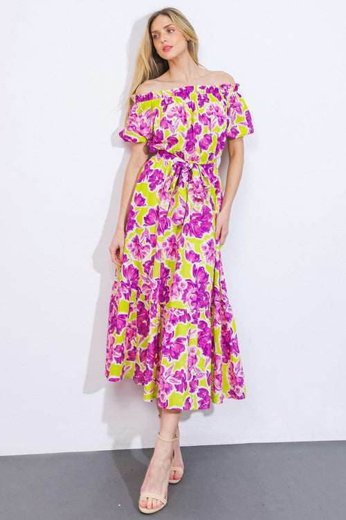 I'M IN CHARGE WOVEN MIDI DRESS.