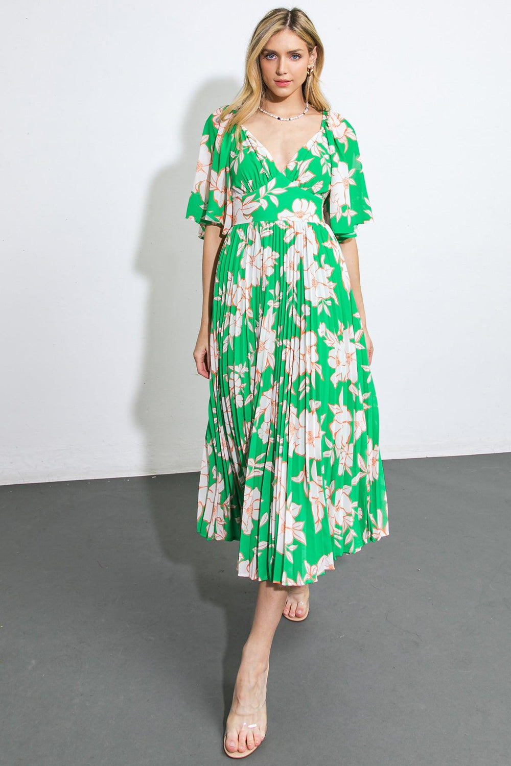 MESSAGE IN A BOTTLE WOVEN MIDI DRESS.