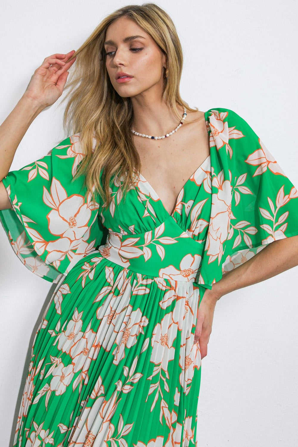 MESSAGE IN A BOTTLE WOVEN MIDI DRESS.