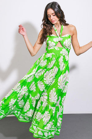 CAUSE A SCENE WOVEN MIDI DRESS.