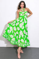 CAUSE A SCENE WOVEN MIDI DRESS.