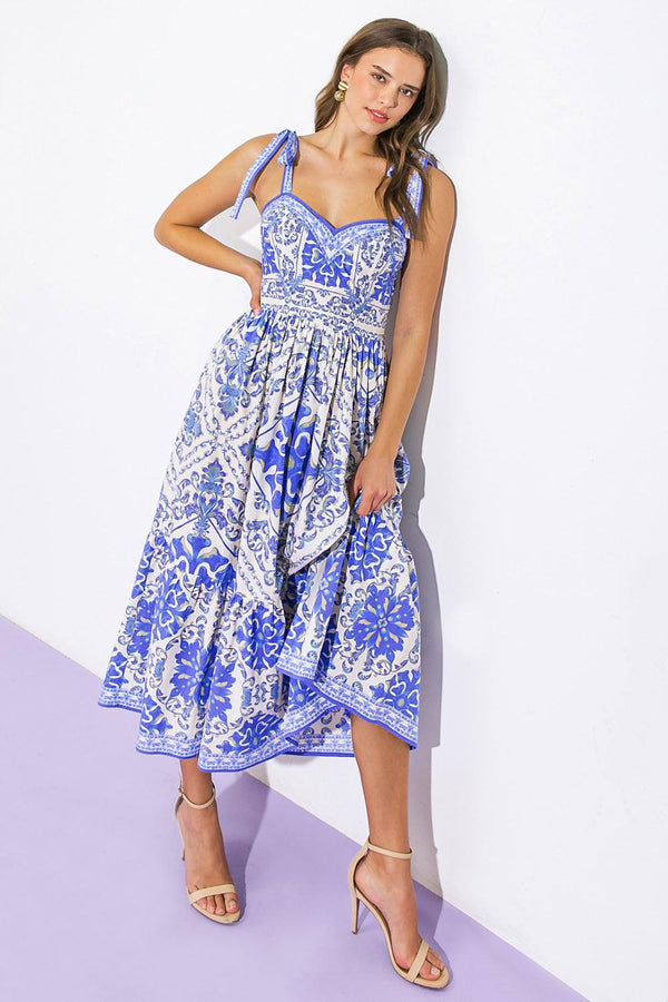 FINDING MY PEACE WOVEN MIDI DRESS.