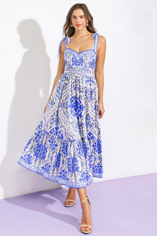 FINDING MY PEACE WOVEN MIDI DRESS.
