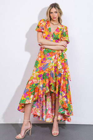 GARDEN OF LIFE WOVEN MIDI DRESS.