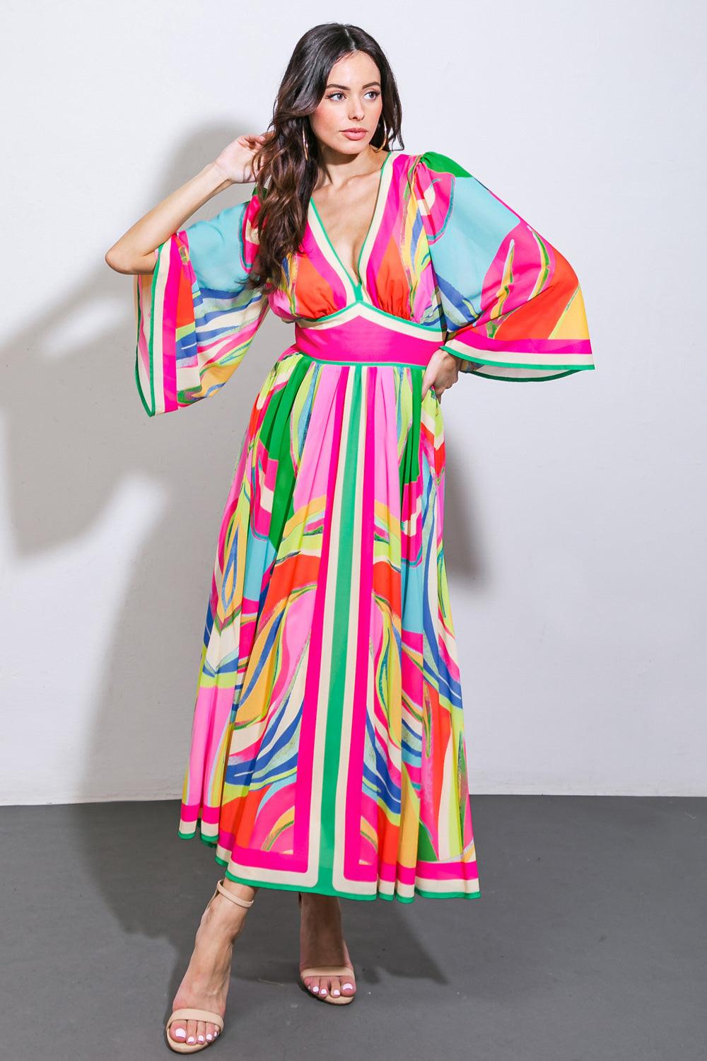 BOLD BEAUTY WOVEN MIDI DRESS.