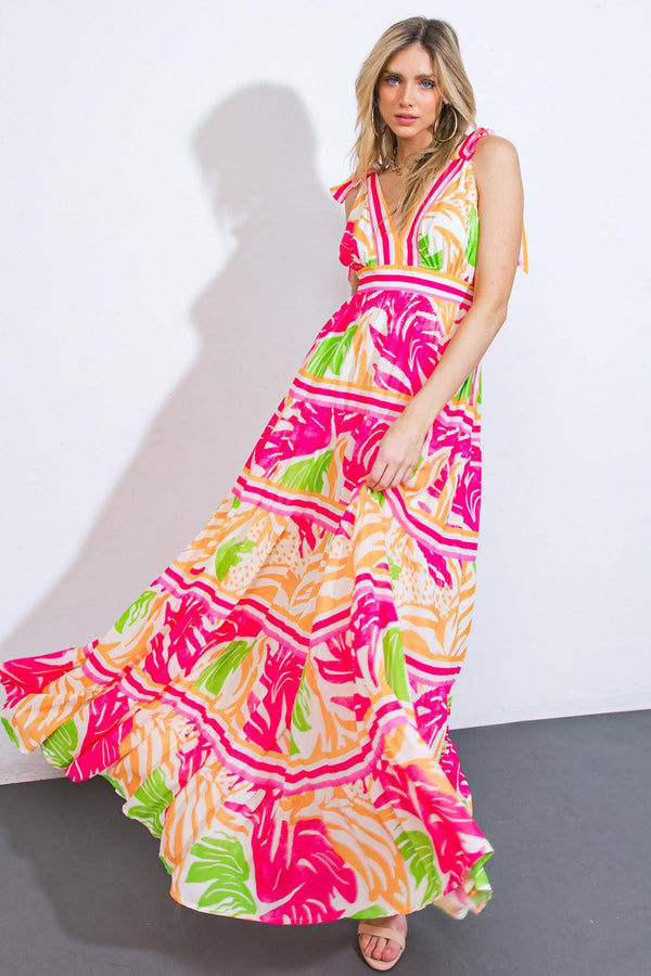 TAKE THE TRAILS WOVEN MAXI DRESS.