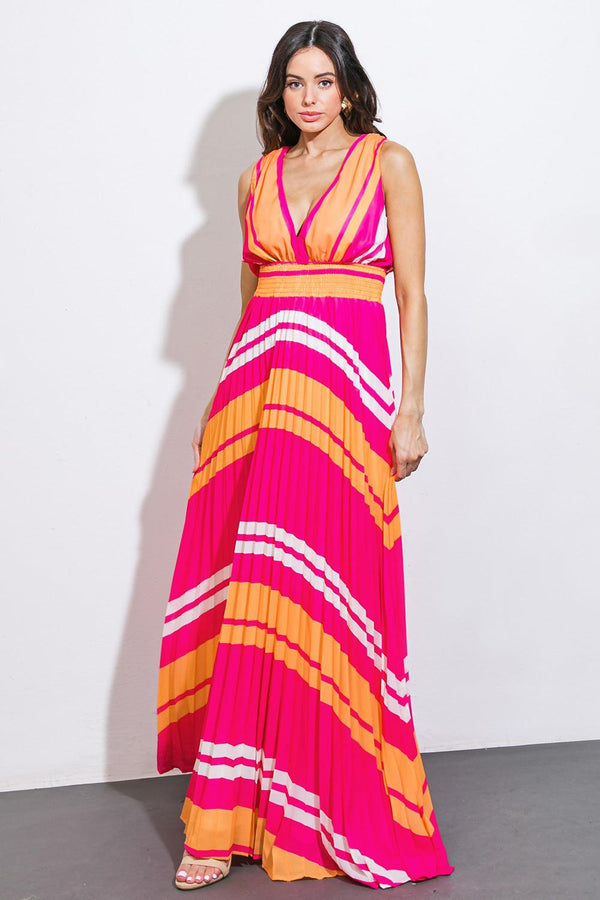 A QUICK TRIP WOVEN MAXI DRESS.