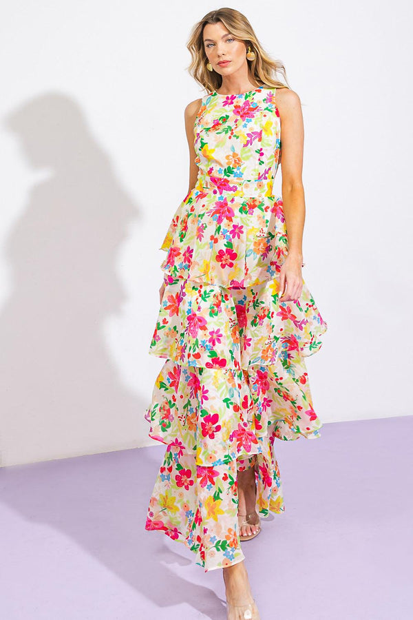DEL REY HIGH RISE WOVEN MAXI DRESS.