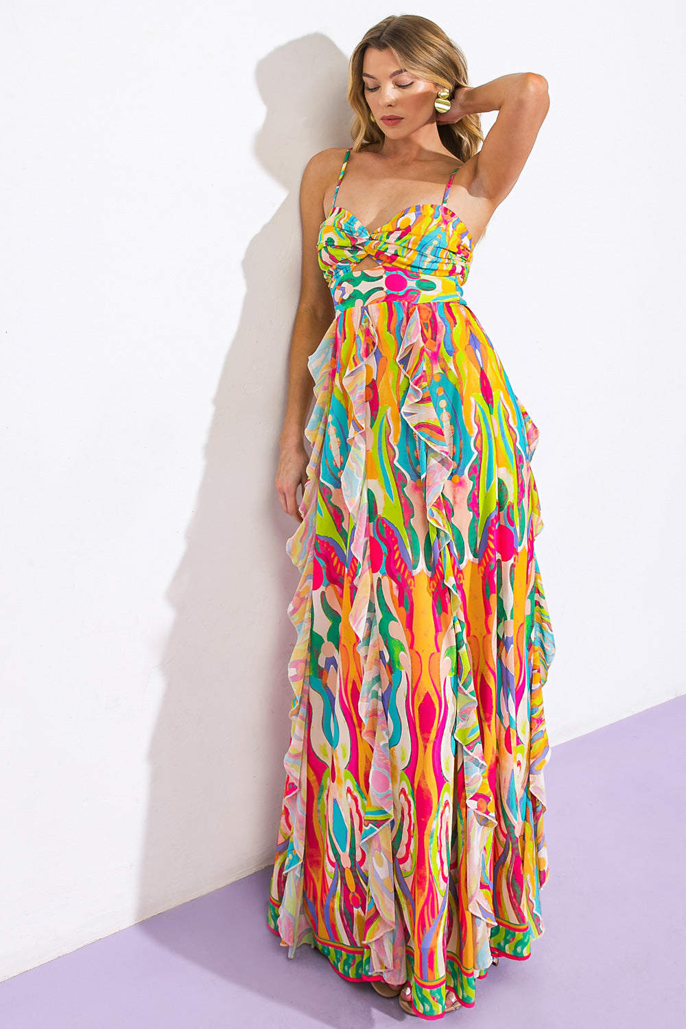 DELIGHT ME ROLLED WOVEN MAXI DRESS