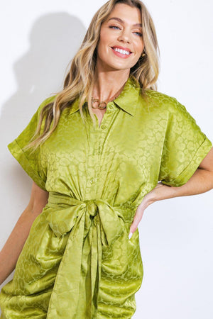 COMING TO MY SENSES WOVEN SATIN MIDI DRESS.