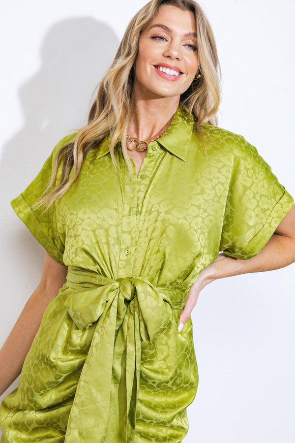 COMING TO MY SENSES WOVEN SATIN MIDI DRESS.