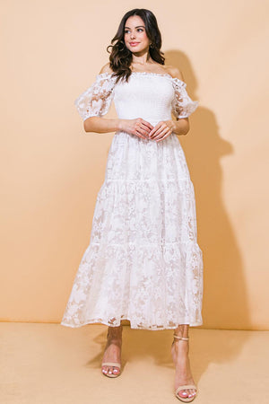 LOVE IN YOUR EYES WOVEN MIDI DRESS.