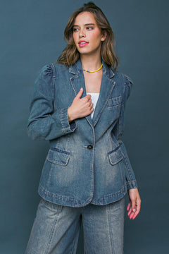 GIVE IT YOUR ALL DENIM BLAZER.